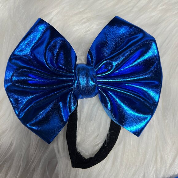 Metallic blue skirted Bummy and bow 3-6 royal blue girl set - Picture 2 of 5